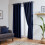 (46*54 Navy Blue) Blackout Curtains Eyelet Ring Top Ready Made Lined Pair Panel Thermal Insulated 10