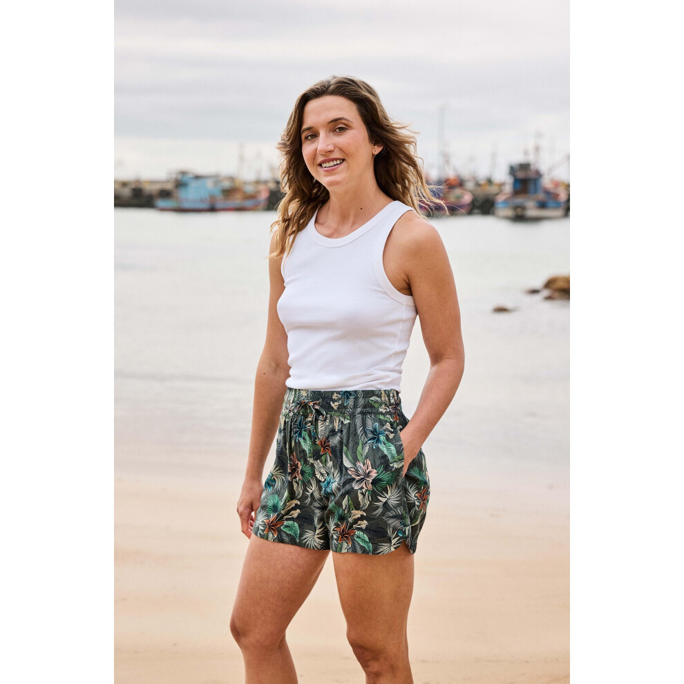 (10 UK, Khaki Brown) Animal Womens/Ladies Sand Dune Recycled Printed Shorts