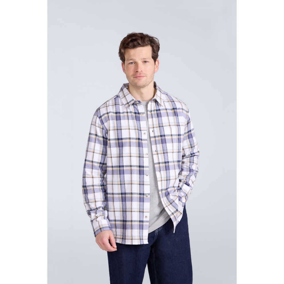 (S, Beige) Animal Mens Cove Flannel Shirt