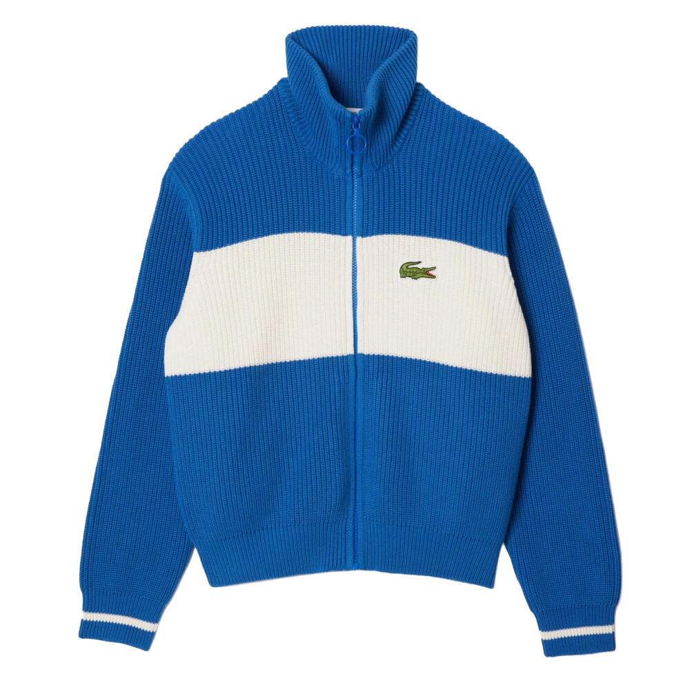 (14 UK, Blue) Lacoste Womens/Ladies Zipper Cotton Colour Block Cardigan
