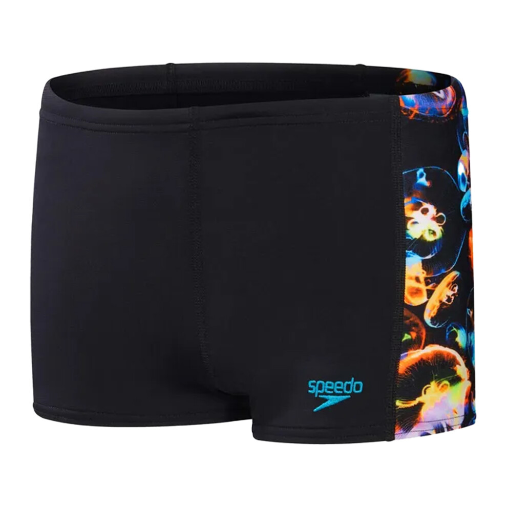 (11-12 Years, Black Blue) Speedo Boys Digital Panel Swim Shorts