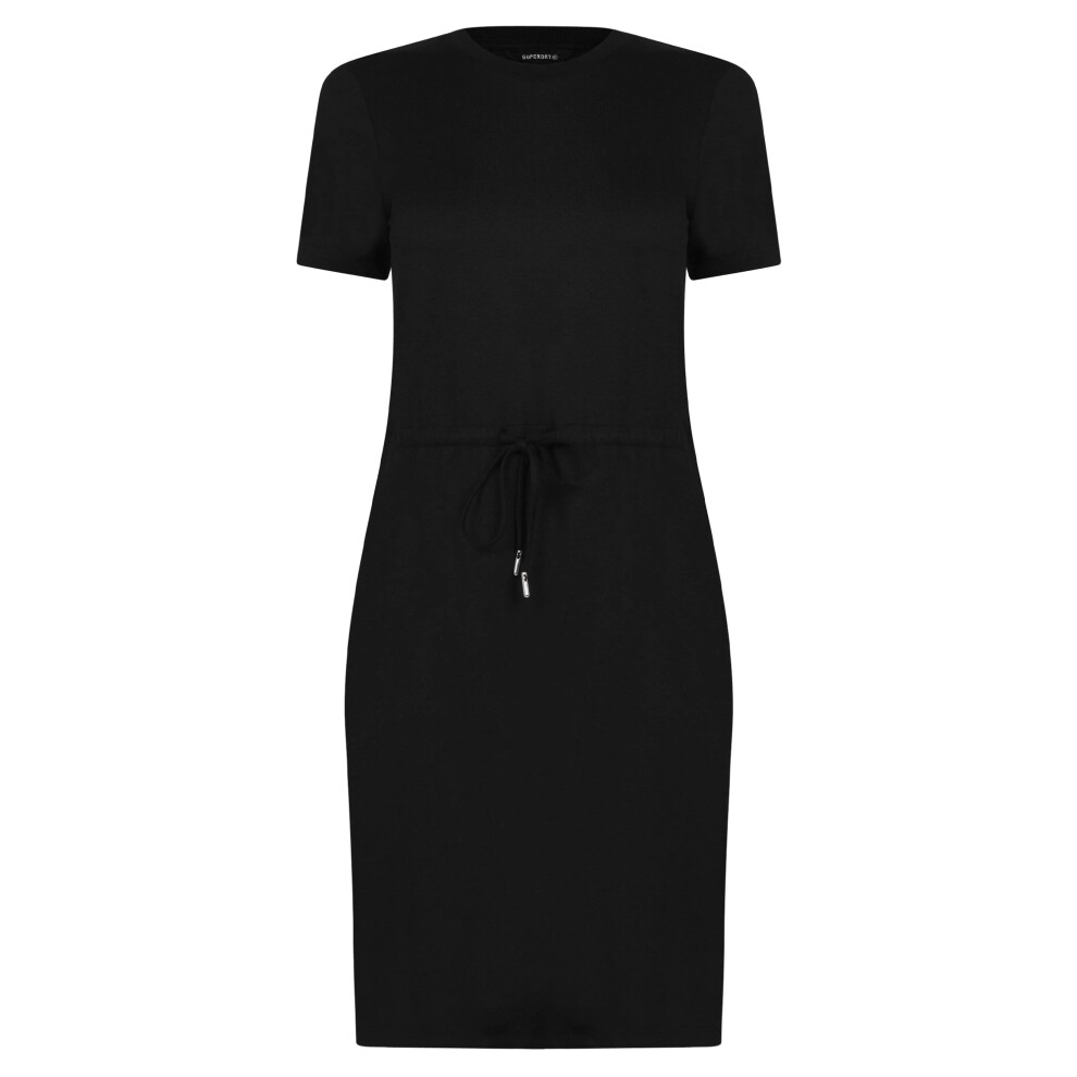 (8 UK, Black) Superdry Womens/Ladies Drawstring T-Shirt Dress
