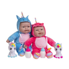 JC Toys Lots to Cuddle Babies 12-inch Small Soft Twin Baby Dolls Unicorn Theme| Washable | Pink and Blue | Includes Play Unicorns, Bottles, Pacifiers|