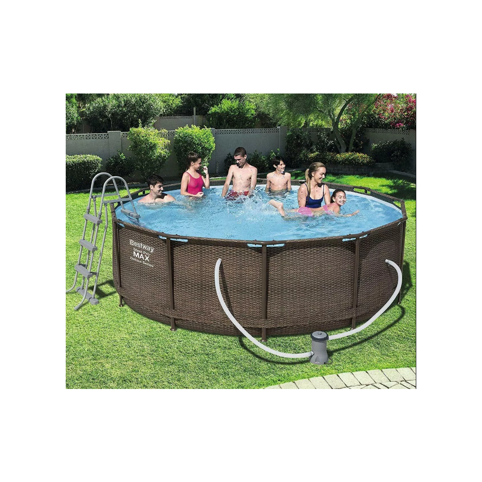 Bestway Steel Pro Max Frame Swimming Pool with Filter Pump & Ladder 12ft Rattan
