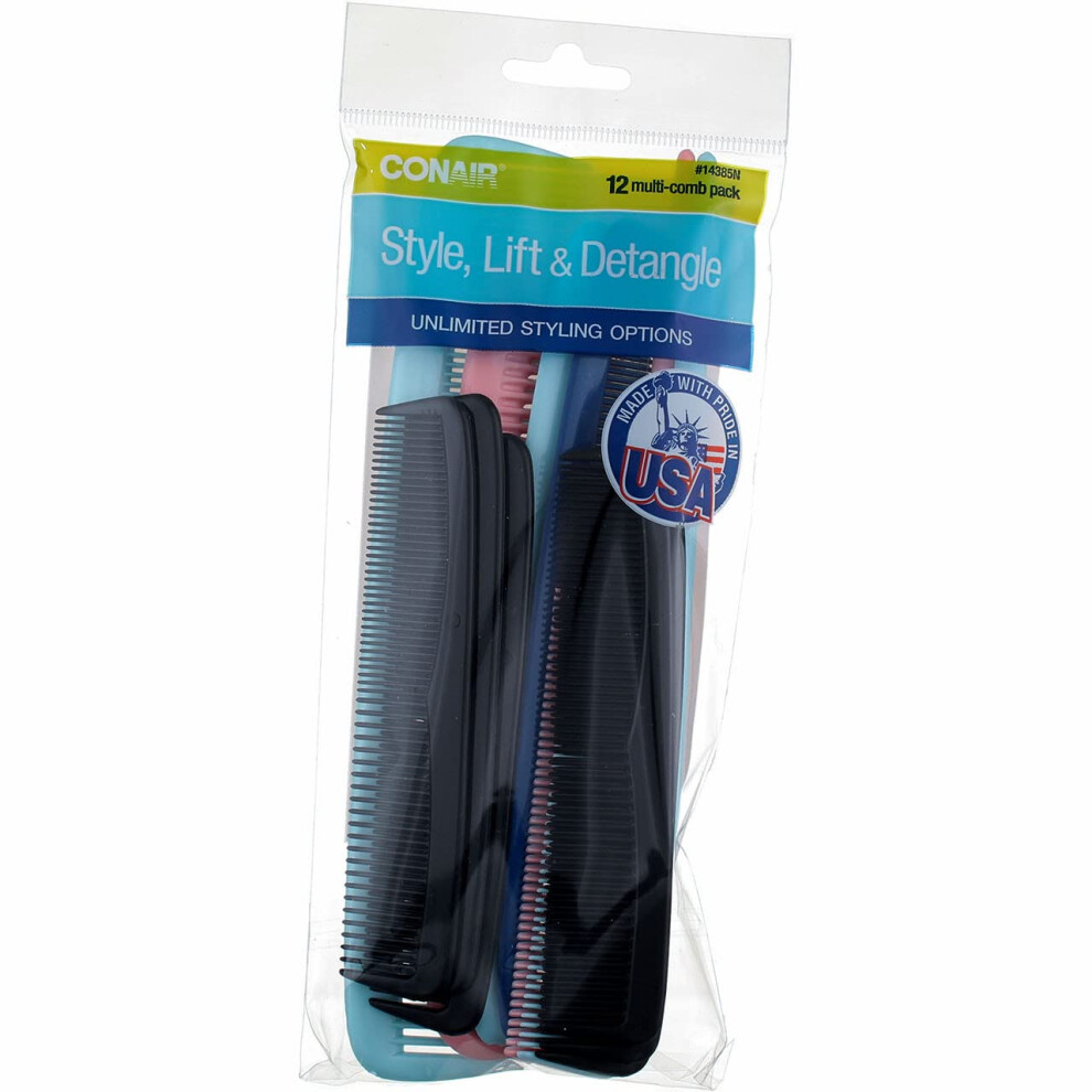 Conair Unisex Not,Specified -12 Pack Assorted Combs