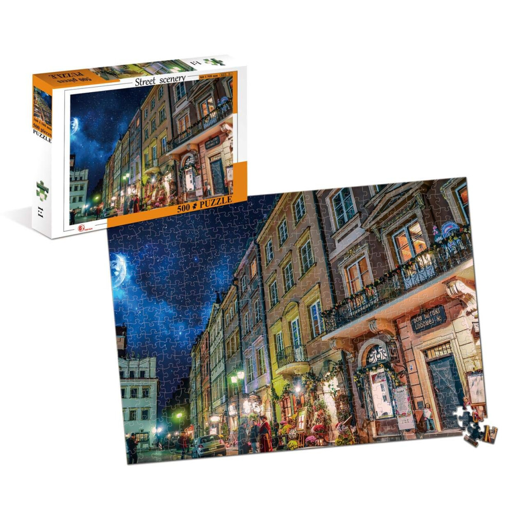 Photos - Jigsaw Puzzle / Mosaic Street Scenery Night On The Town 500 Piece Jigsaw Puzzle SA020164