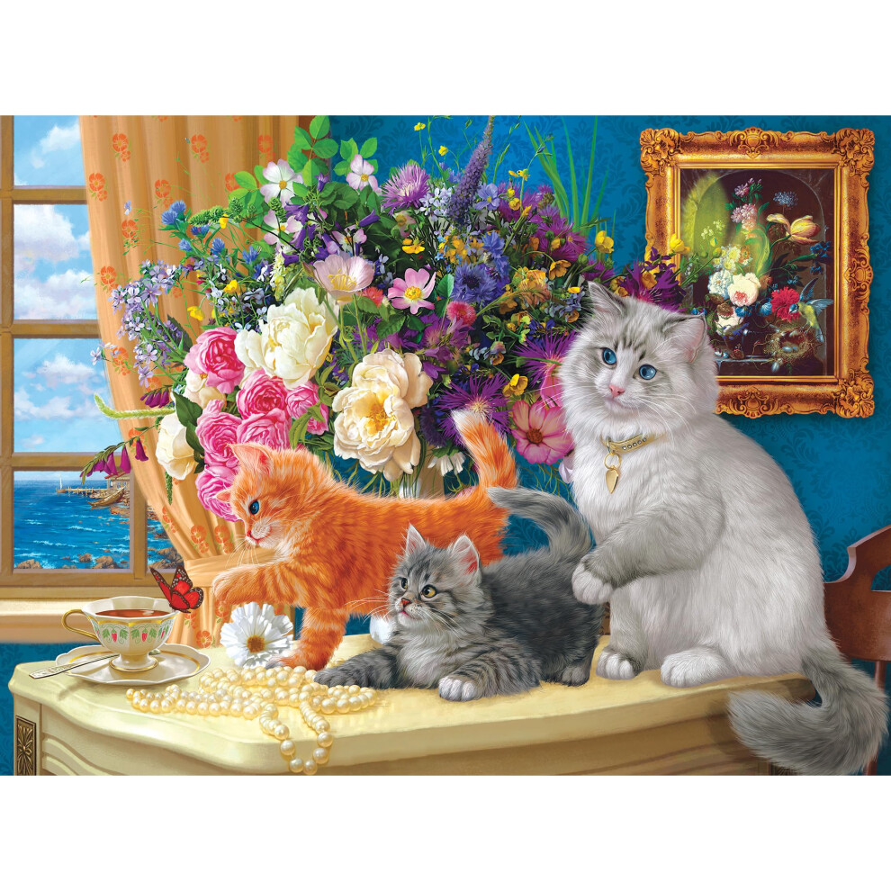 Roseart - Gatti Fantasiosi - Tea By The Sea - Puzzle Da 750 Pezzi Per Adulti-image