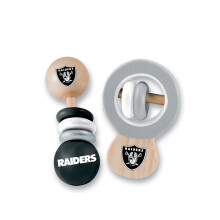 Baby Fanatic Wood Rattle 2-pack - NFL Las Vegas Raiders officieel gelicentieerd babyspeelgoed - vanaf 0 jaar