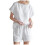 (WHITE, 2XL) Casual Solid Color Short Sleeve Drawstring Shorts Set 1