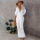 (WHITE, One_size) Solid Color Short Sleeve Drawstring Hoodie Dress 1
