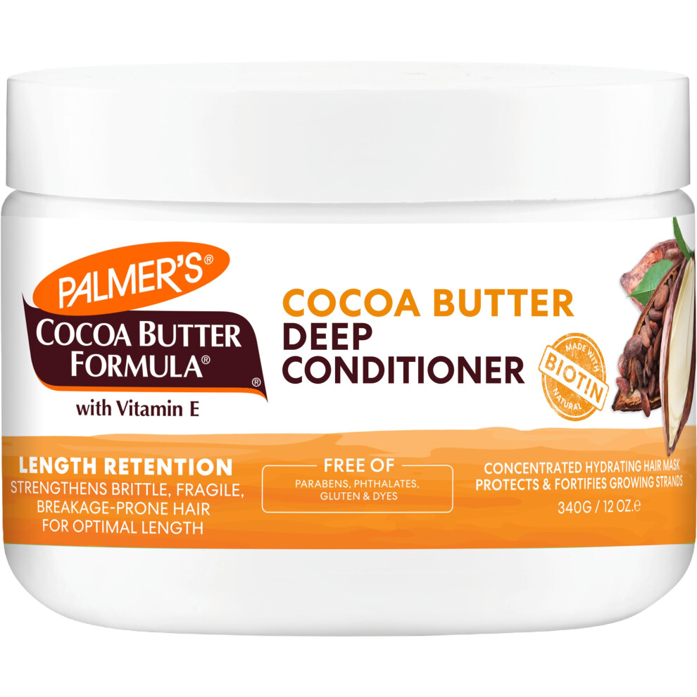 Palmer's Cocoa Butter & Biotin Length Retention Deep Conditioner, Strengthen, Nourish and Restore Elasticity and Shine, Suitable for All Curly Hair Pa