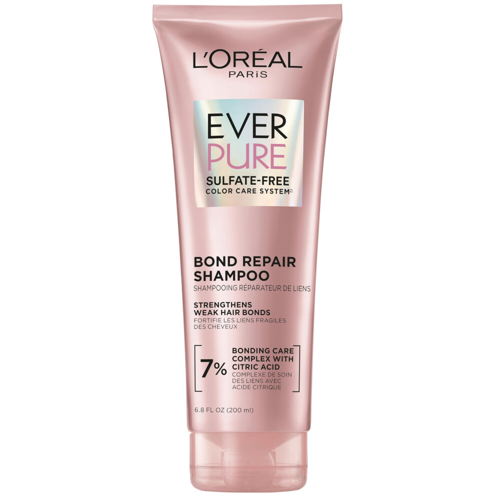 Paris L'oreal Bonding Shampoo For Color Treated Hair, Strengthens And Repairs Weak Hair Bonds, Sulfate Free & Vegan Hair Care, Everpure, 6.8 Fl Oz