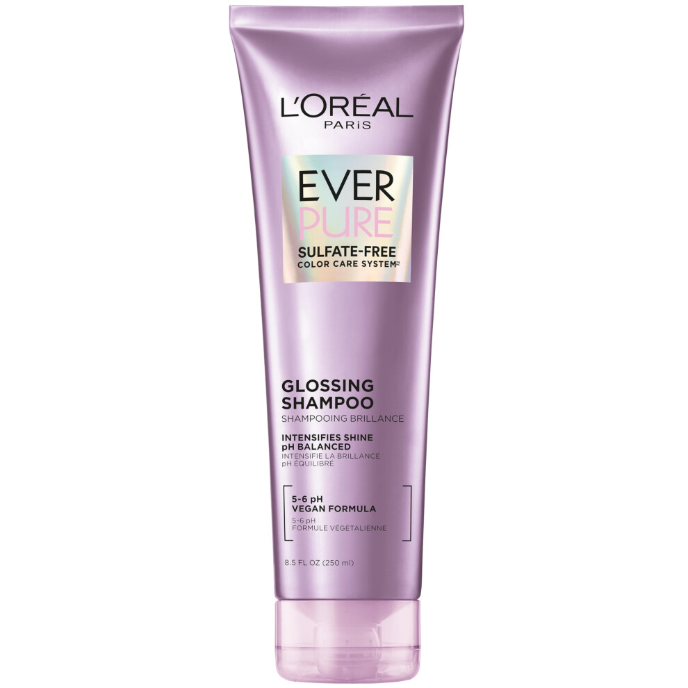 L’oréal Paris L'oreal Paris Sulfate Free Glossing Shampoo Intensifies Hair Shine & Smoothness Ph Balanced & Argan Oil Infused Vegan Hair Care Everpure 8.5 Fl Oz