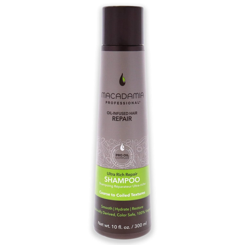 Macadamia Professional Hair Care Sulfate & Paraben Free Natural Organic Cruelty-Free Vegan Hair Products Ultra Rich Hair Repair Shampoo, 10oz (packagi