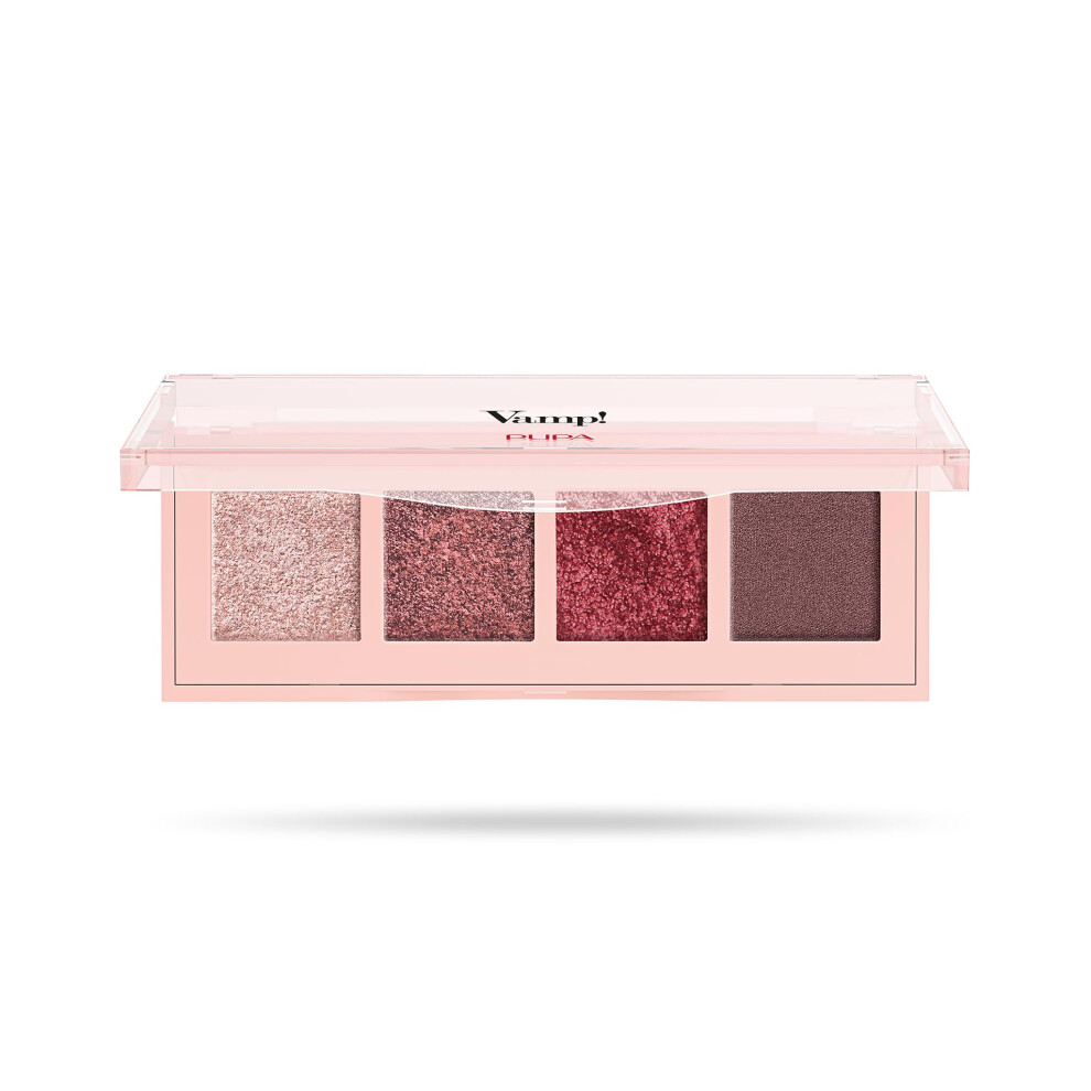 Pupa Milano Vamp! 4 Eyeshadow Palette, 003 Pinkish Bronze, 0.183 oz - Eye Makeup - Matt, Satin, Metallic Finishes - Lightweight - Blends Easily - Talc