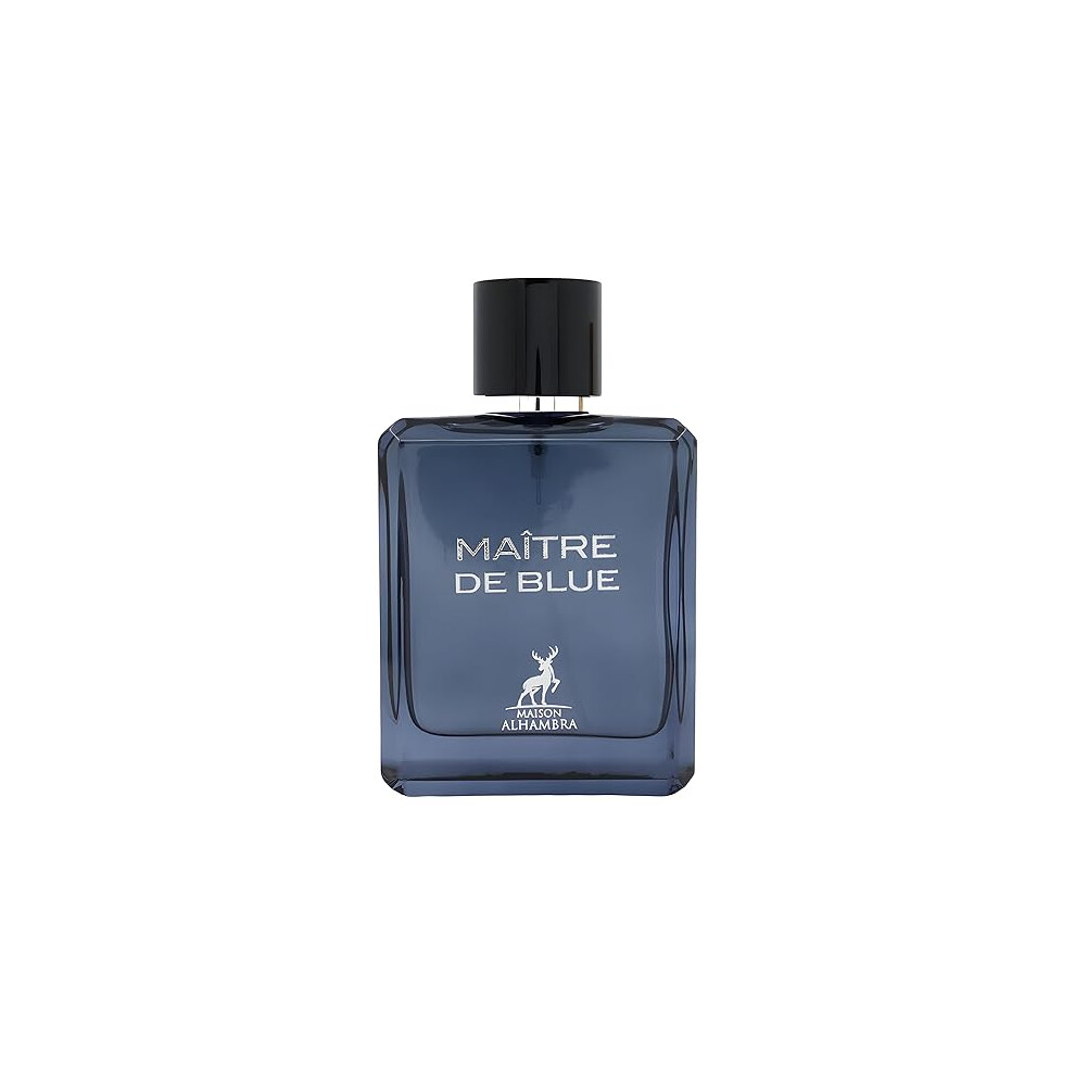 Maison Alhambra Maitre De Blue Eau De Parfum For Men 3.4 Oz - Rich Amber, Cedar & Jasmine, Woody Notes (561713)
