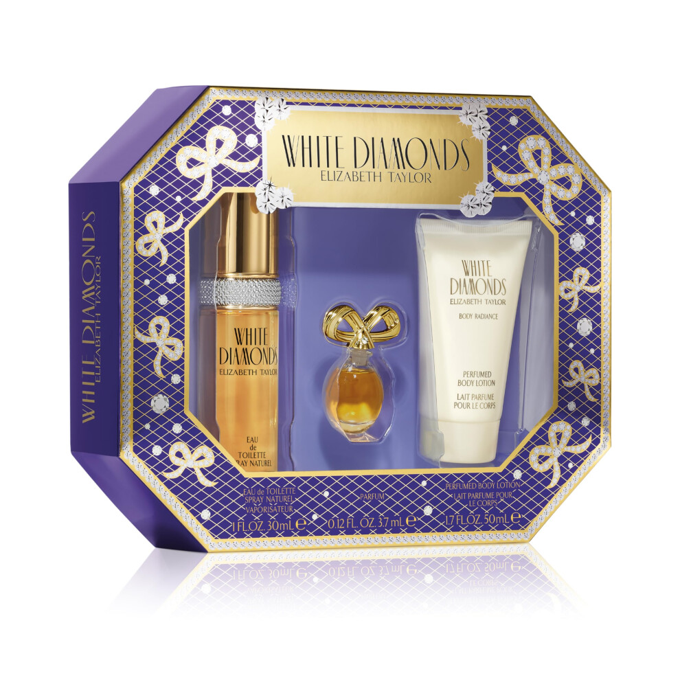 Elizabeth Taylor White Diamonds Women's Perfume Set, Body Lotion, Eau de Toilette & Parfum Replica, 3 Piece Set