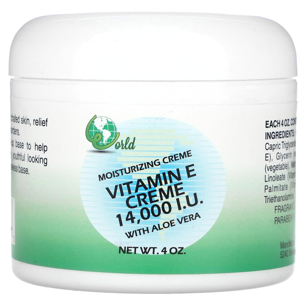 World Organic Vitamin E Creme Mit Aloe Vera, Parf Mfrei, 118 Ml-image