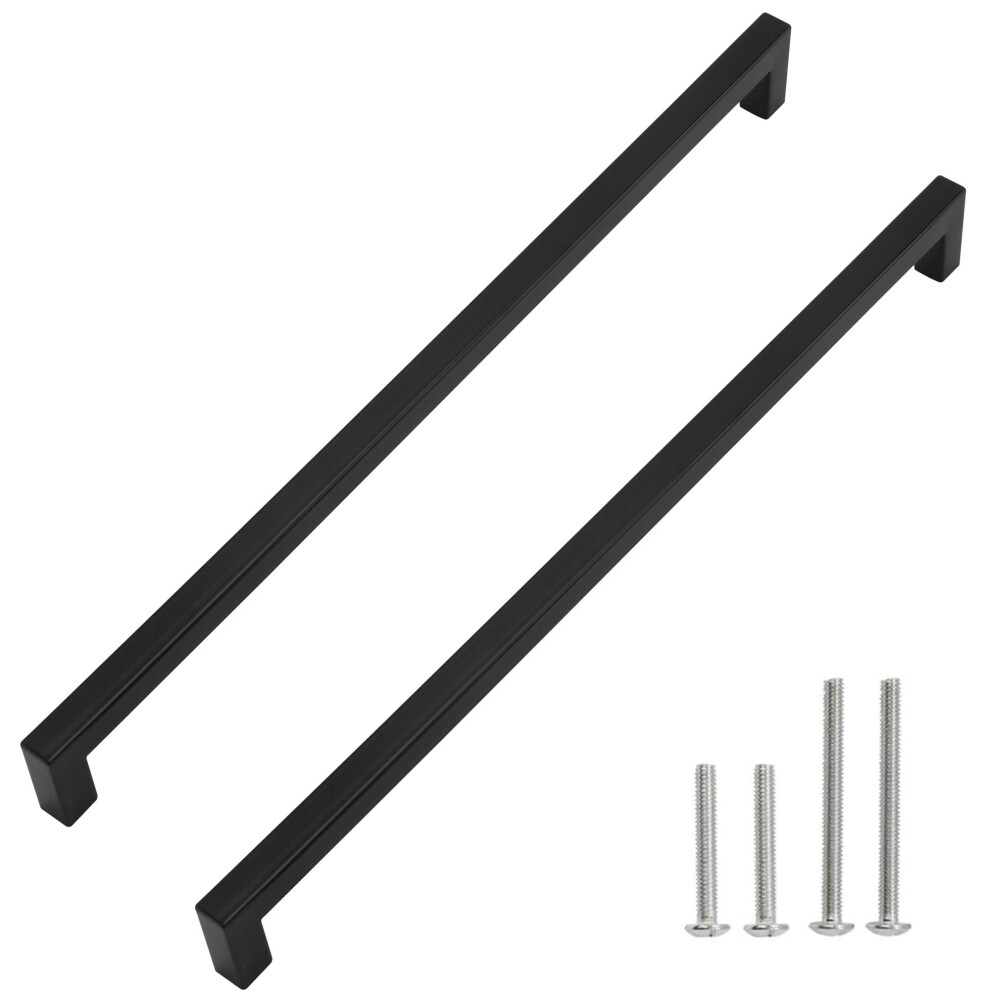 Lot De 5 Poign Es De Placard Carr Es Redunest En Acier Inoxydable Noir Mat, 384 Mm, Pour Porte De Cuisine, Placard, Tiroir, Centre De Trou : 384-image
