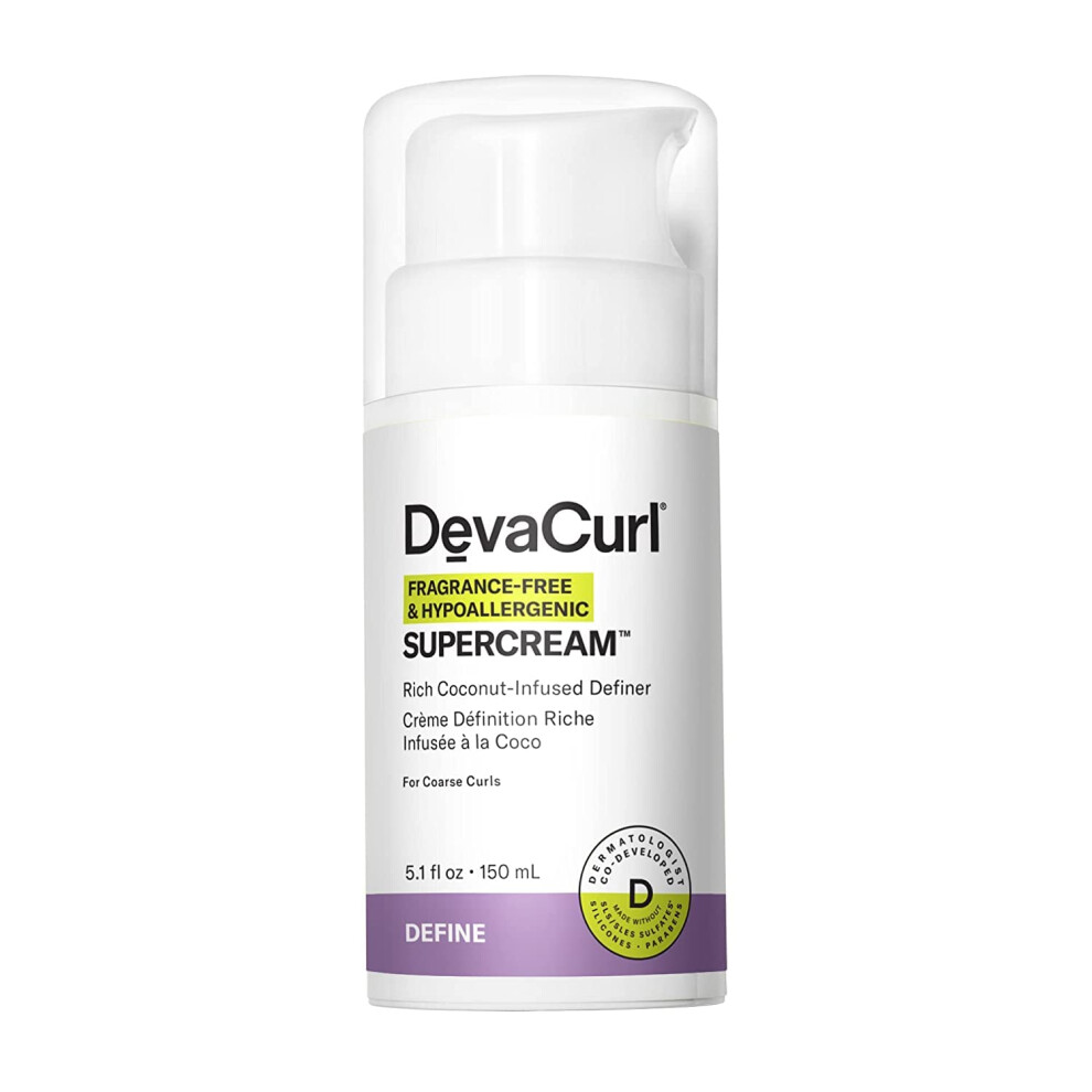 DevaCurl SuperCream Rich Coconut-Infused Definer Fragrance Free & Hypoallergenic