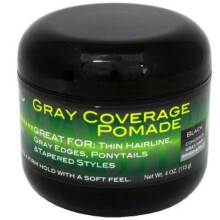 Swing It Inc. Gray Coverage Black Pomade 4 ounce. Non greasy color wax that fills in thinning hair line too.