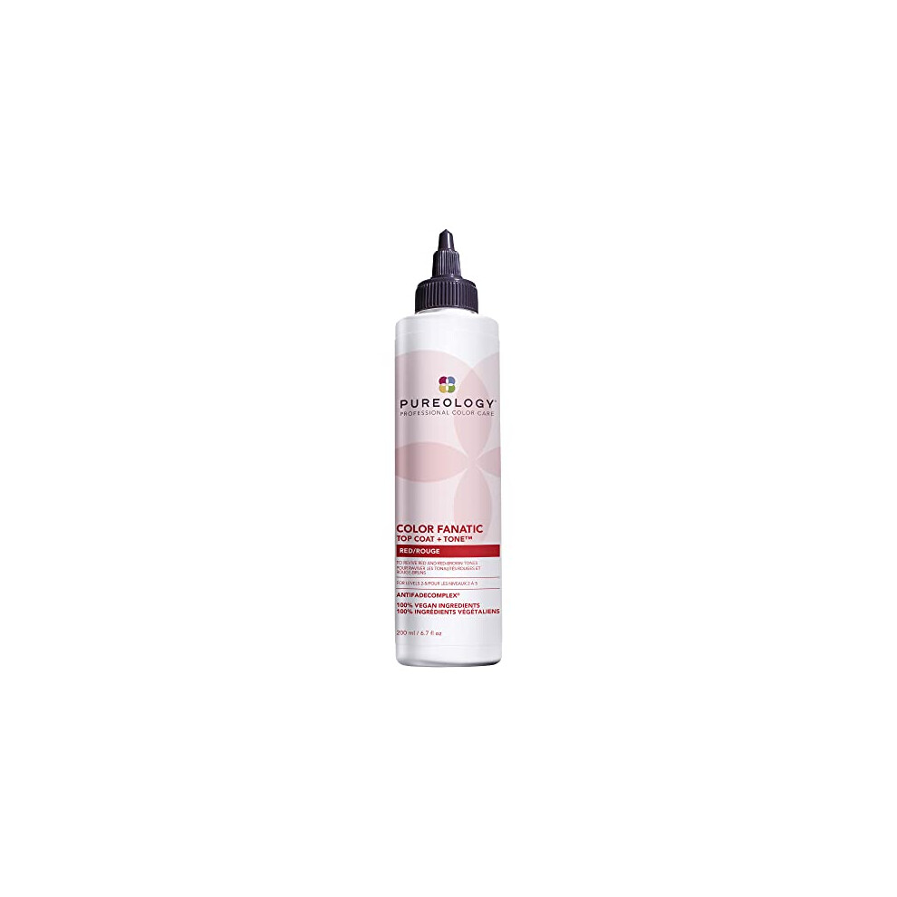 Pureology Color Fanatic Top Coat + Tone Red High-Gloss Hair Toner | Hair Gloss for Color-Treated Hair | Glaze For Bright Red & Ruby Hair | 6.7 Fl Oz