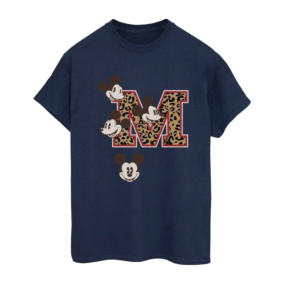 (M, Navy Blue) Mickey Mouse Womens/Ladies M Faces Cotton Boyfriend T-Shirt