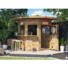 Dunster House The Corner Hangover Garden Bar III 2.4m x 2.4m - Pressure-Treated Outdoor Bar Shed