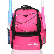 Athletico Youth Baseball Bag - Bat -rygsæk til baseball T -Ball & Softball Equipment & Gear | Holder flagermushjelm handske | Hegnkrog (lyserød)