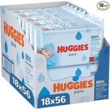 Huggies Pure, Baby Wipes, 18 Packs (1008 Wipes Total)