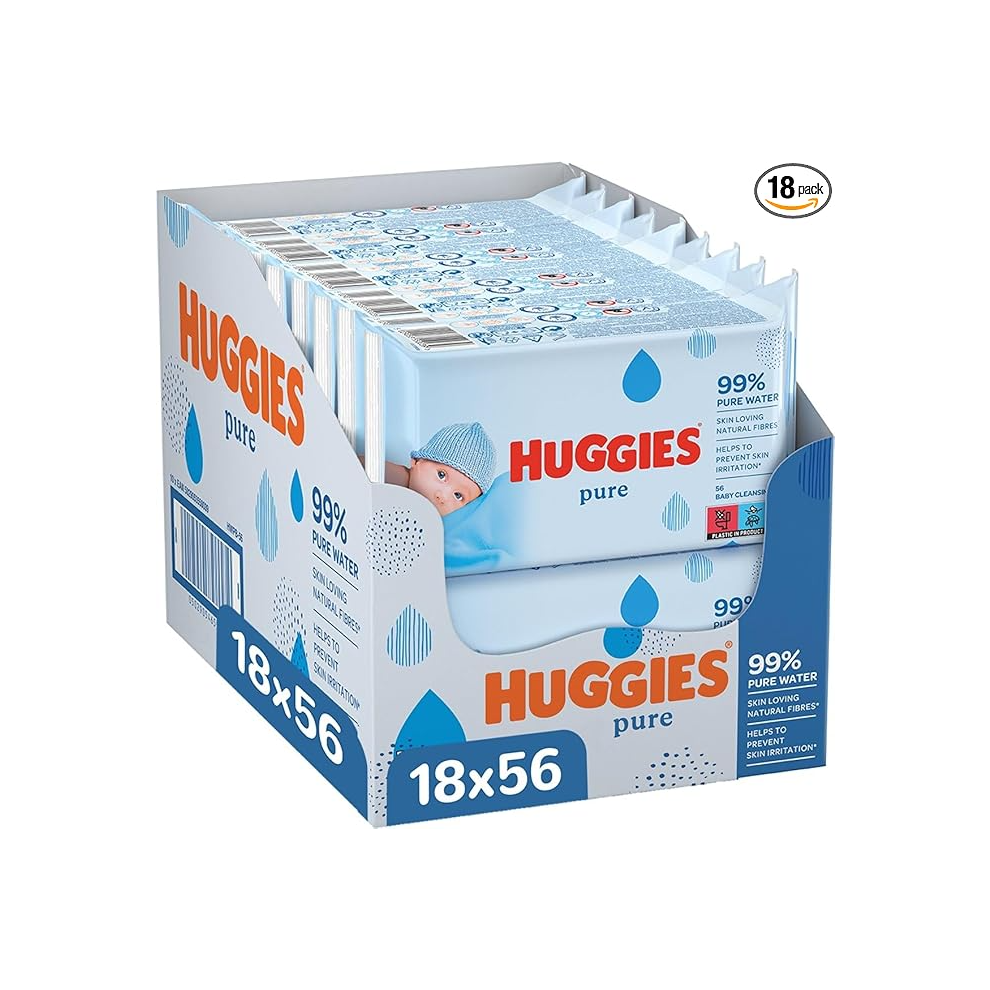 Huggies Pure, Baby Wipes, 18 Packs (1008 Wipes Total)