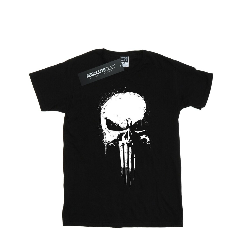 (M, Black) Marvel Womens/Ladies The Punisher Spray Skull Cotton Boyfriend T-Shirt