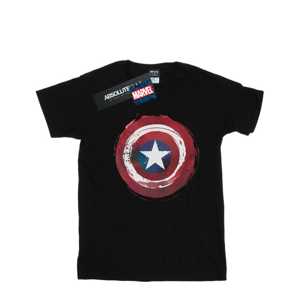 (XL, Black) Marvel Womens/Ladies Captain America Splatter Shield Cotton Boyfriend T-Shirt
