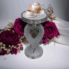 Silver Pears Mirrored Side Table Crushed Diamond