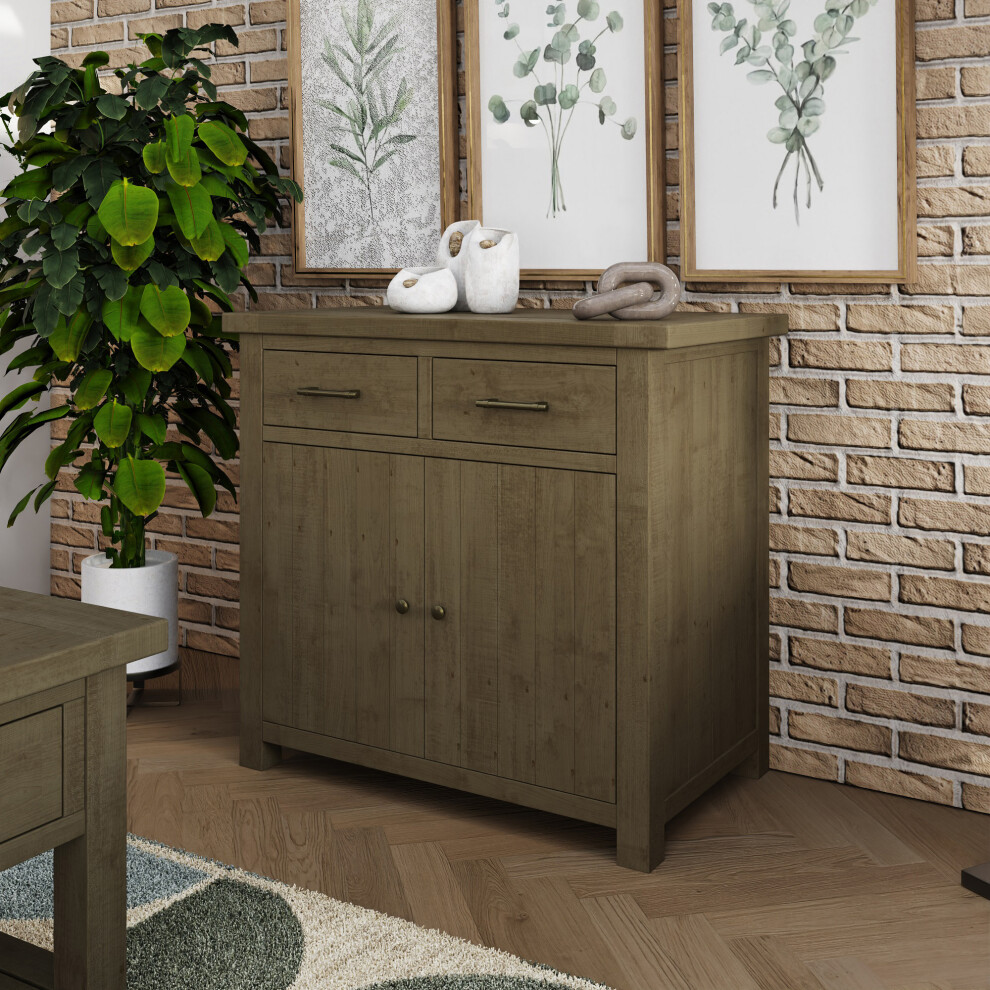 FWStyle 2 Door Sideboard Rustic Reclaimed Pine Finish Handcrafted