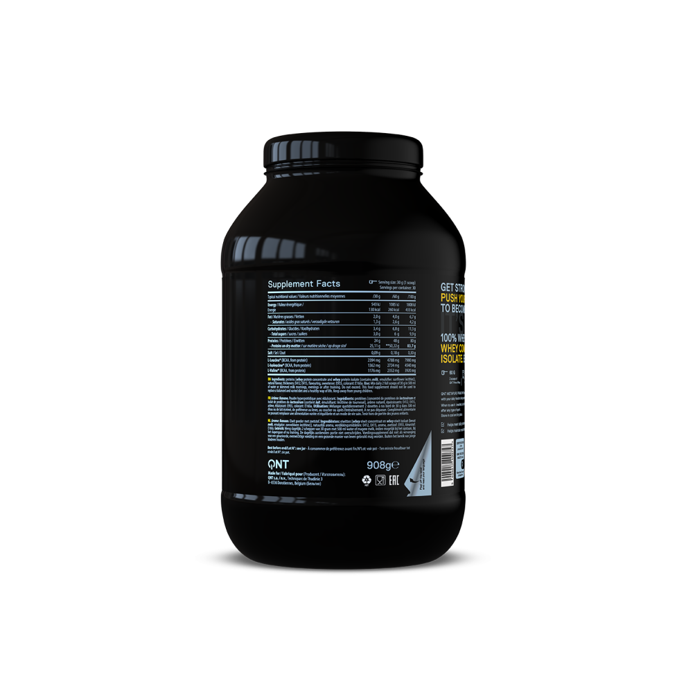 QNT Prime Whey Protein Powder 100% Whey Isolate - 908g - Banane