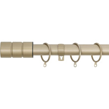 (Matte Gold, 120cm - 220cm, 47" to 87") A.Unique Home Plain Barrel Metal Extendable Curtain Pole with Rings and Fittings, In a Variety of Colours and Sizes (25/28mm)