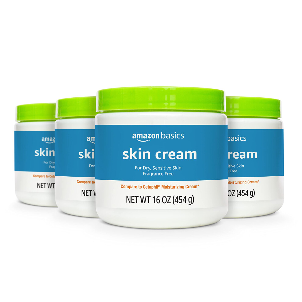Amazon Basics Ultra Moisturizing Skin Cream for Dry & Sensitive Skin  Dermatologist Tested  Fragrance Free  16 Ounce (Pack of 4) (Previously Solimo)