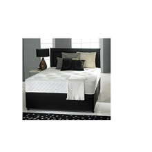 Black Leather Divan Bed with Ortho Mattress, Headboard and 2 drawers (4ft6 Double)