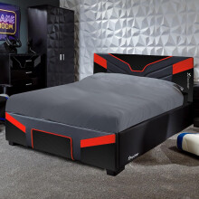 X-Rocker Cerberus MKII Ottoman Gas Lift Upholstered Bed Frame with Storage, Ottoman Gaming with Hydraulic Lifting Under Bed Storage Double 4ft6 -