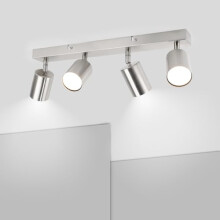Ketom Adjustable 4 Way Ceiling Spotlight Fitting - GU10 LED Ceiling Light Rotatable - Indoor Spotlights Ceiling Lights - Modern Matt Nickel Metal