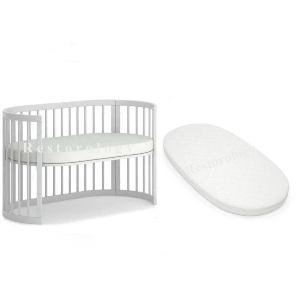 Stokke Oval Cot Mattress - Made To Perfectly Fit The Boori Oasis Oval Cot | Extra Thick Foam | Removable Washable Zip Cover (Size : 122 X Restorology