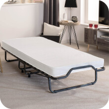 Beautissu Guest Bed 90x200cm Venetia Single Bed with Mattress Included ? Folding Bed for Adults with Metal Steel Frame Foam Core Mattress Travel &