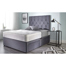 Bed Centre Ziggy Grey Plush Sprung Memory Foam Divan Bed With Mattress, No Headboard, No Drawers (Single (90cm X 190cm))
