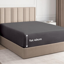 Double Fitted Bed Sheet - Luxury Deep Pocket Single Fitted Sheet - Fits Mattress Up to 40cm 16" - 135cm x 190cm x 40cm 16" - Soft & Wrinkle Free -