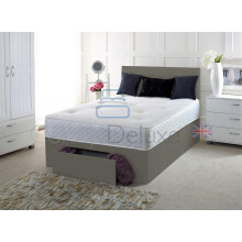 Faux Grey Leather Divan Bed Including MATTRESSES | HEADBOARD | Storage Drawers by Comfy Deluxe LTD (4FT 1 Drawers, Grey Leather)