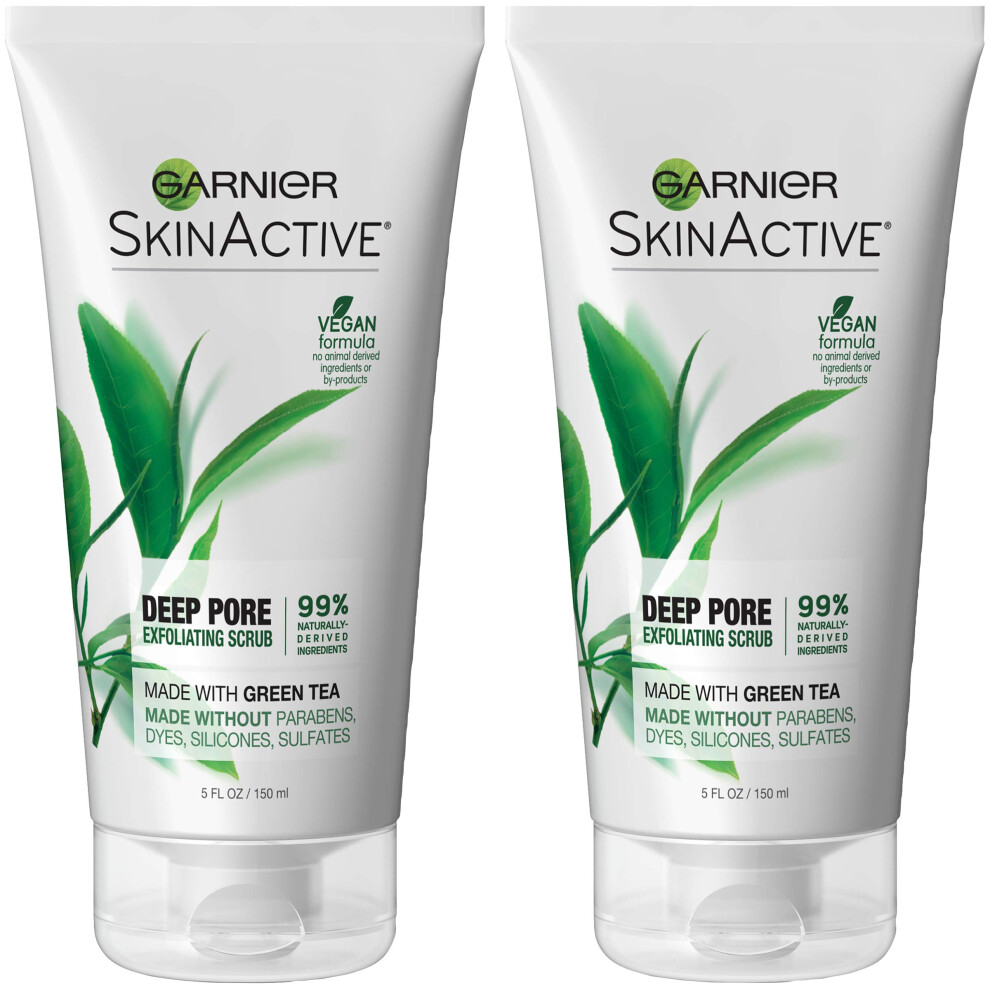 Garnier SkinActive Exfoliating Face Scrub with Green Tea for Oily Skin  2 Count