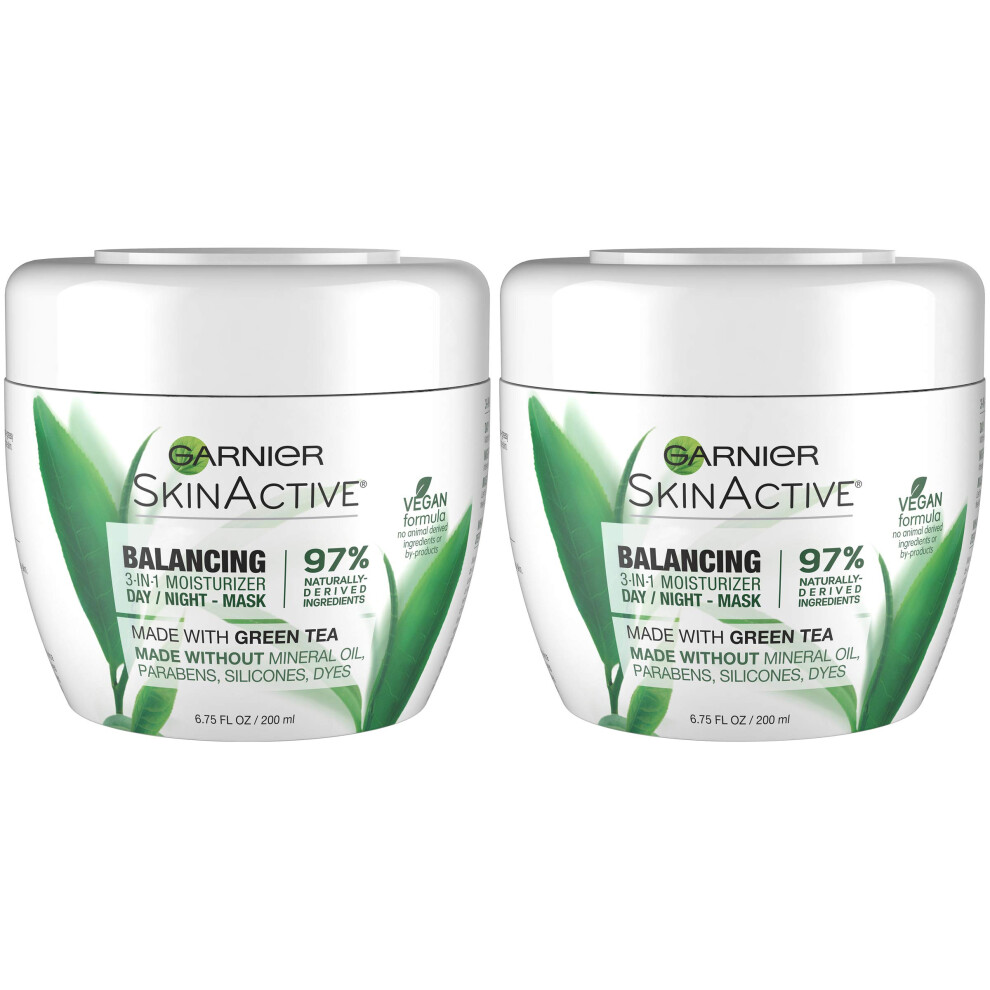 Garnier SkinActive 3-in-1 Face Moisturizer with Green Tea for Oily Skin  2 Count