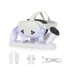 Charging Dock for Meta Quest 3S/Quest 3,VR Charger Station Stand with LED/RGB Light,Charging Station for Quest 3S/Quest3 Headset and Controller,USB-C