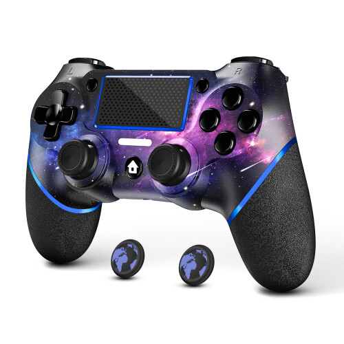 AceGamer Upgraded Version Wireless Controller for PS4 Game Compatible with PS4/Pro/PC with Motion Motors and Audio Function,Mini LED Indicator,USB